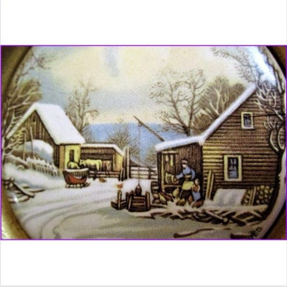 Currier & Ives Small Round Decorative Plaque, circa early 1900s - Picture 3 of 6